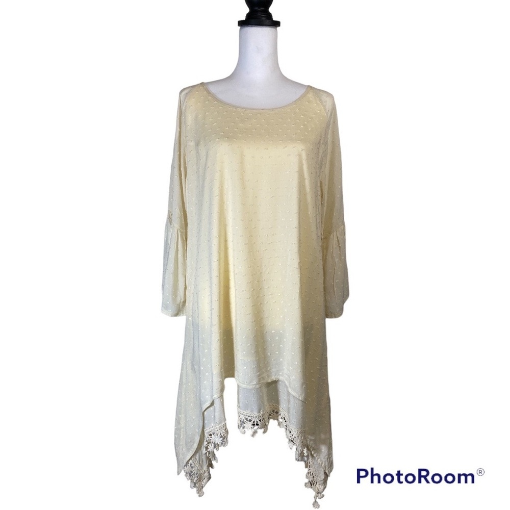 Sassy Bling Lace Trimmed Tunic (or mini dress) in Beige size XL NWT